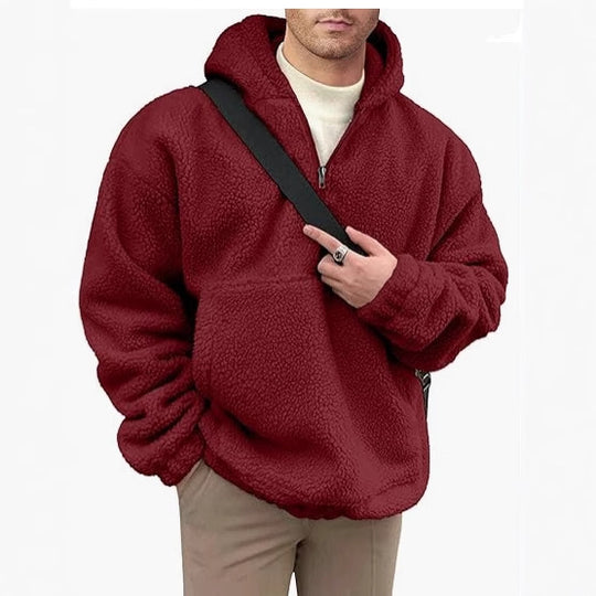 Herren kuscheliger Fleece-Pullover mit halbem Reißverschluss EB