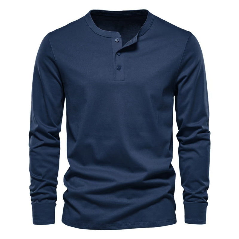 Herren lässiges Langarmshirt mit Knopfleiste und weichem Material EB
