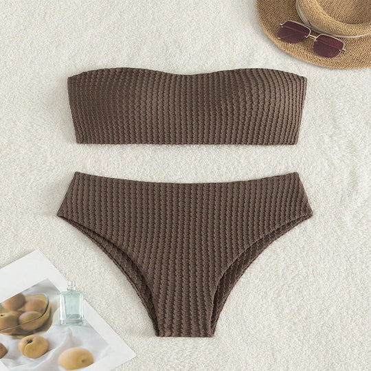 Damen Bandeau-Bikini mit raffiniertem Knoten-Design und hohem Bund EB