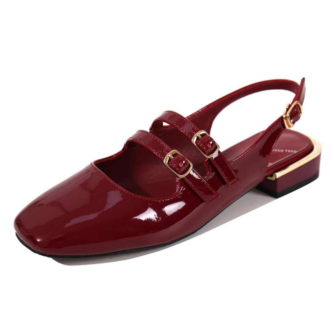 Damen Sling-Ballerinas mit doppeltem Riemchen und komfortablem Blockabsatz EB