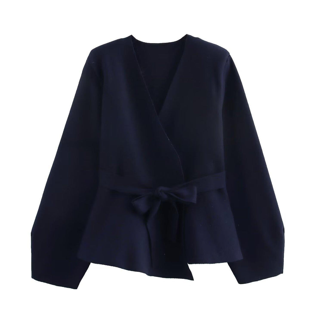Damen Wickeljacke mit eleganter Taillierung und Bogenmotiv EB
