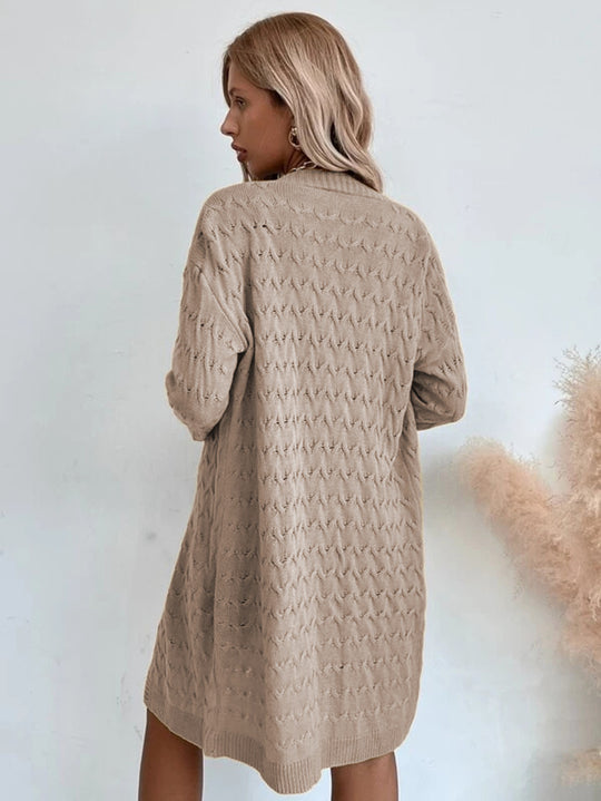 Damen Großer Strickmantel mit strukturiertem Muster und lässigem Schnitt EB