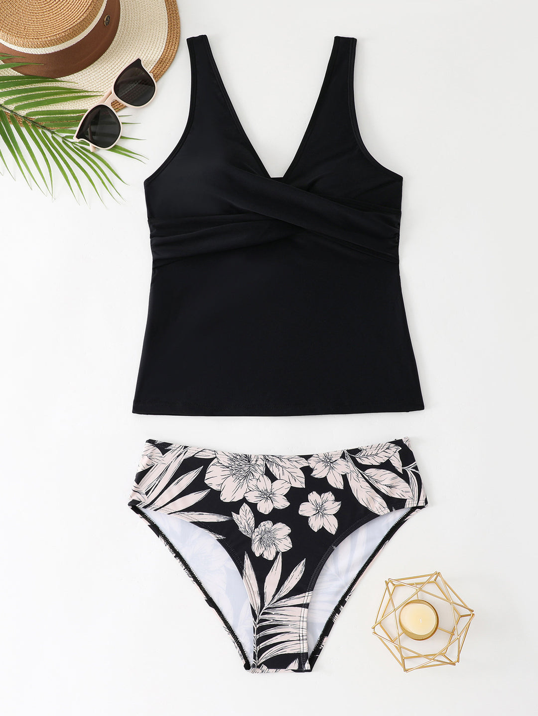 Damen Tankini-Set mit floralem Musterdetail und figurformendem Design EB