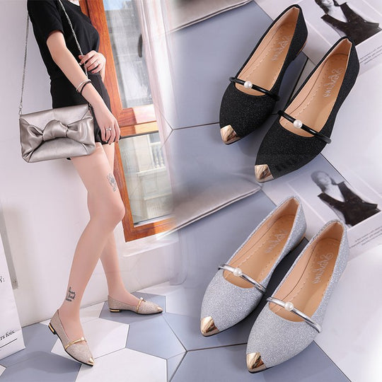 Damen Ballerinas mit funkelndem Glitzermaterial und eleganter Applikation EB