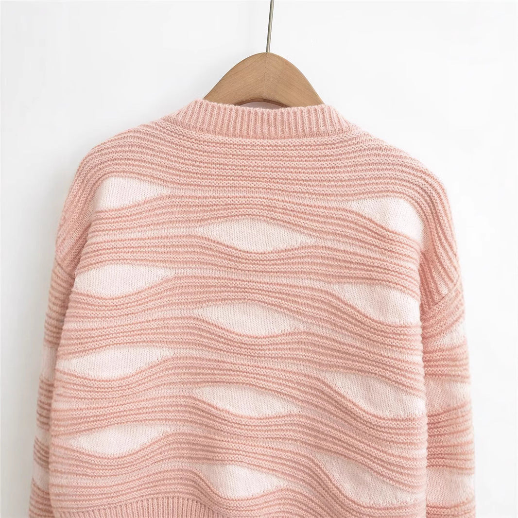 Damen Strickjacke mit strukturiertem Muster und hochwertigen Holzknöpfen EB