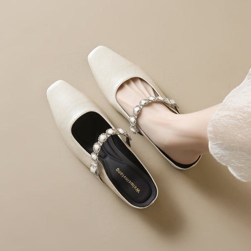 Damen elegante Slingback-Mules mit modischem Riemen und luxuriöser Schnallenakzent EB