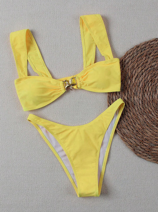 Damen Bikini-Set mit elegantem Knoten-Detail und hochwertigem Bindemuster EB