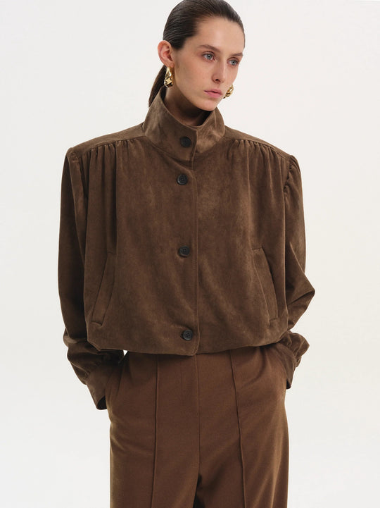 Damen Oversized Bluse mit schickem Plissee-Design und eleganten Knopfdetails EB