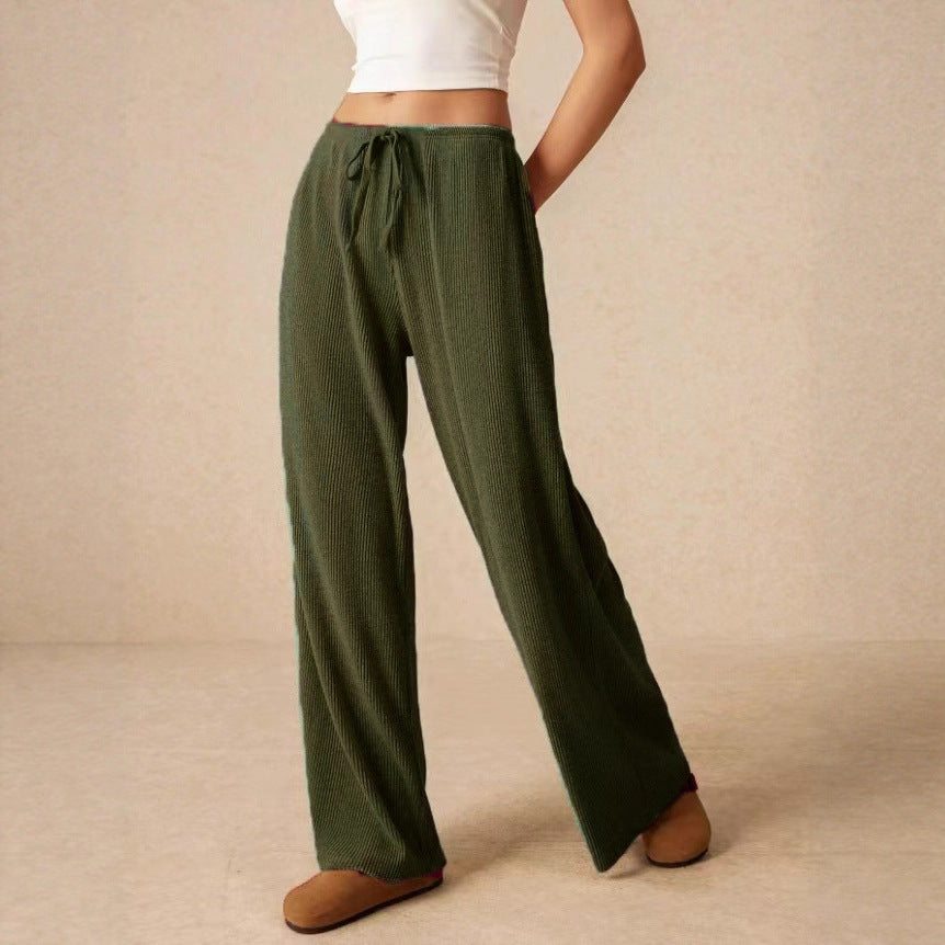 Damen weite Baumwoll-Haremshose mit hoher Taille und praktischem Kordelzug EB