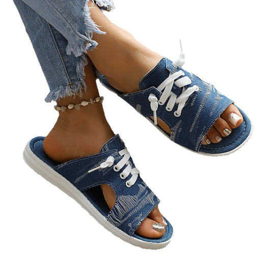 Damen Offene Slipper mit verstellbarem Schnürsystem EB