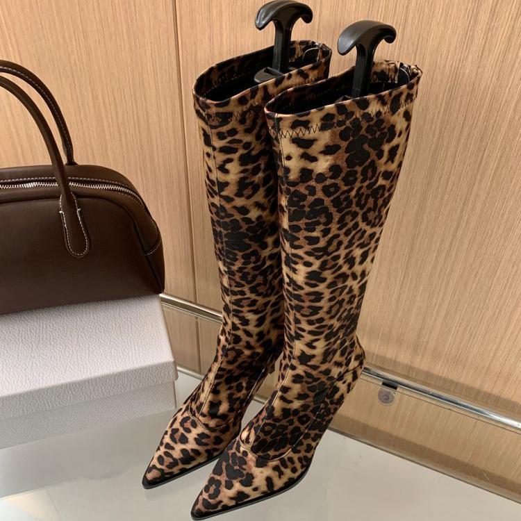 Damen elegante Overknee-Stiefel aus hochwertigem mit spitzem Absatz EB