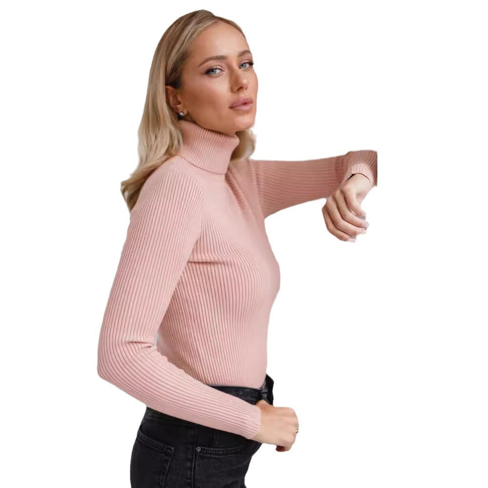 Damen Rollkragenpullover mit geripptem Design und lässigem Schnitt EB