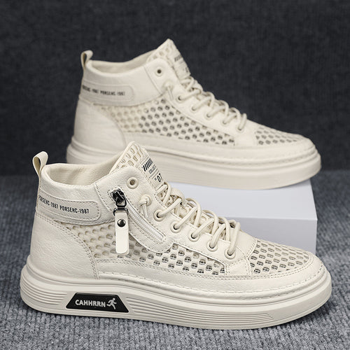 Damen modische High-Top Sneakers mit atmungsaktivem Netzdesign und rutschfester Laufsohle EB