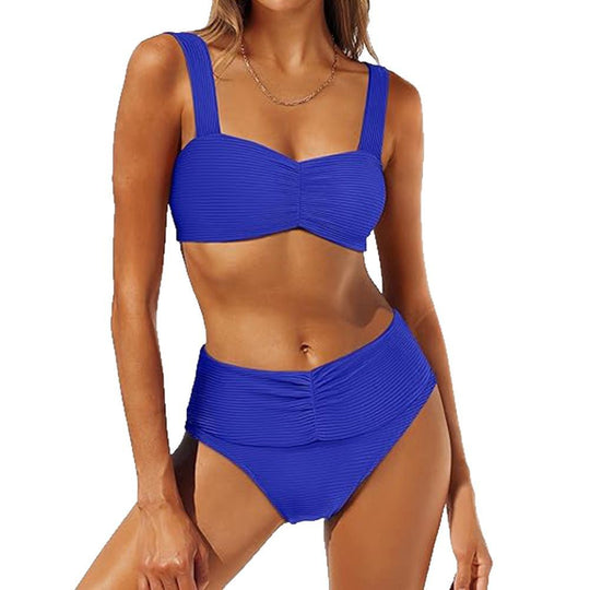 Damen Hochgeschnittener Bikini mit Raffung EB