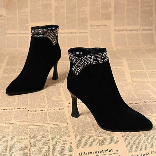 Damen Elegante Ankle Boots mit funkelndem Dekor EB
