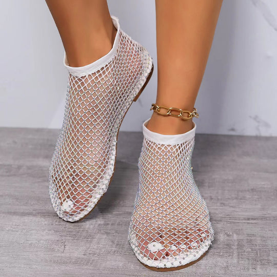 Damen Netz-Sandalen mit funkelnden Akzenten EB
