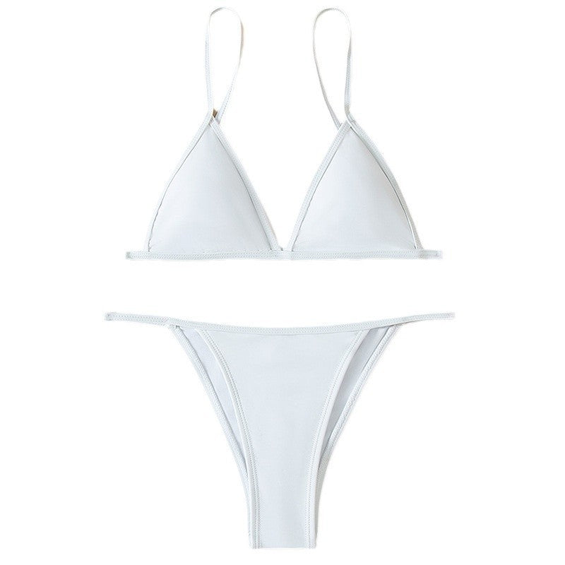 Damen Triangel-Bikini-Set mit dünnen Trägern und minimalistischem Design EB