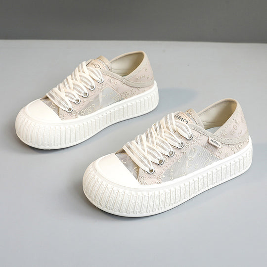 Damen modische Sneaker mit atmungsaktivem Obermaterial und elastischem Schnürsystem EB