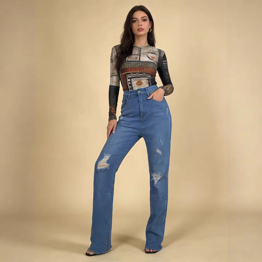 Damen lässige Skinny-Jeans im modernen Destroyed-Look EB