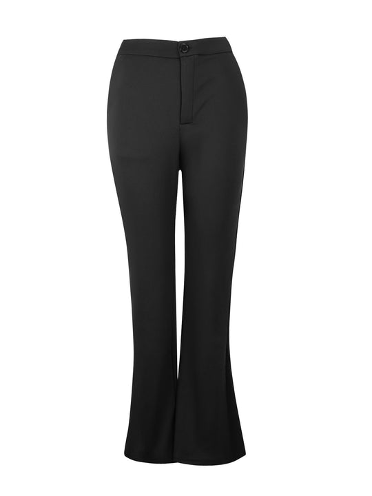 Damen elegante Flared-Hose mit hohem Bund und praktischen Eingrifftaschen EB