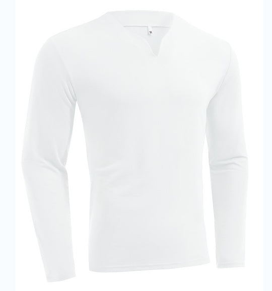 Herren nan Langarmshirt mit V-Ausschnitt Slim Fit Baumwollmix und elastischem Komfortbund EB