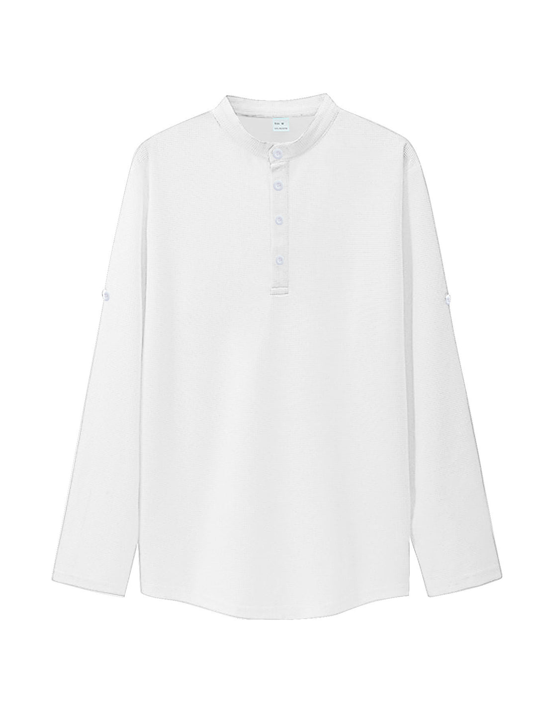 Damen nan oversized Langarm-Henley mit Stehkragen Waffelstruktur und Ärmelsicherung EB
