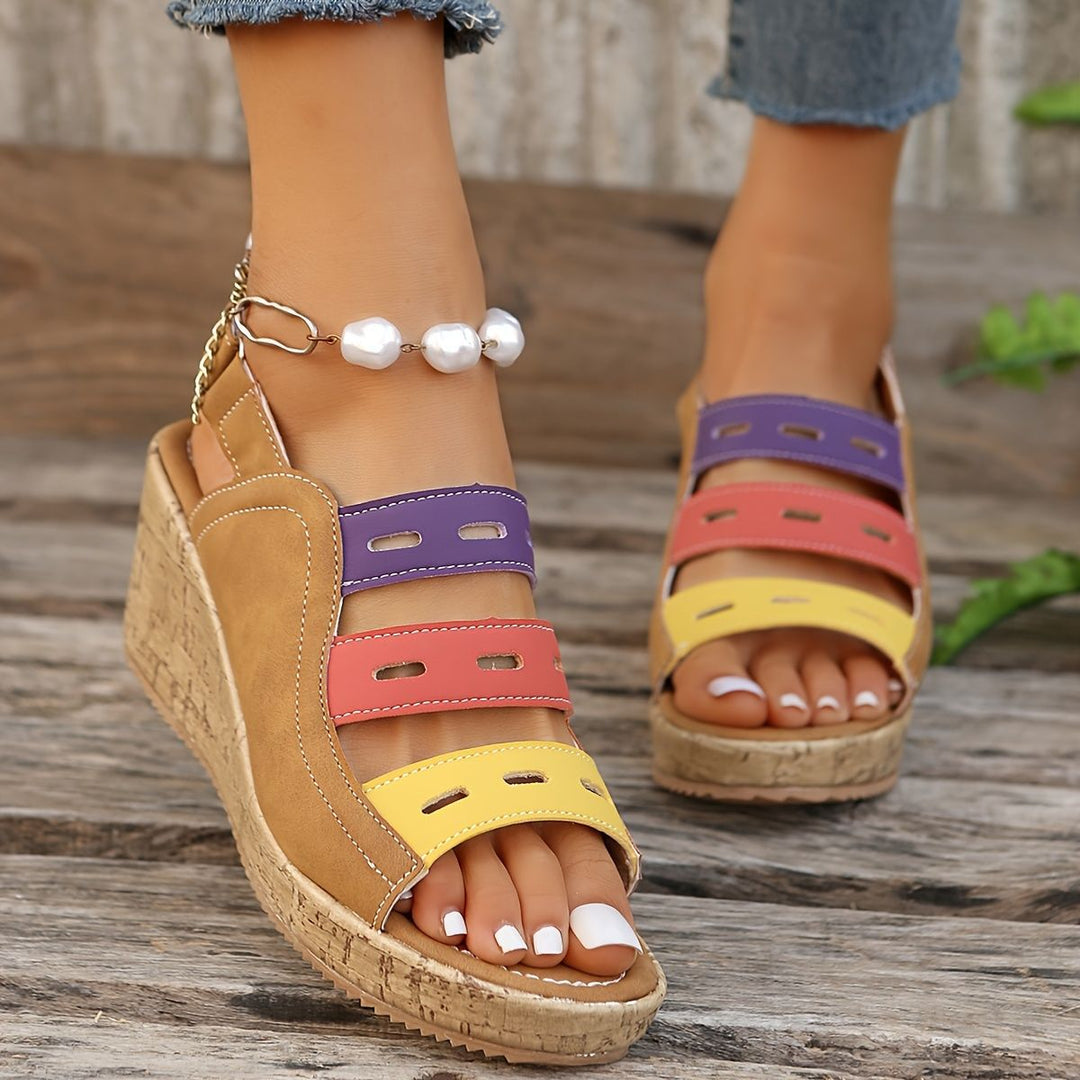 Damen Wedge-Sandalen mit modischem Riemendesign und komfortabler Korksohle EB