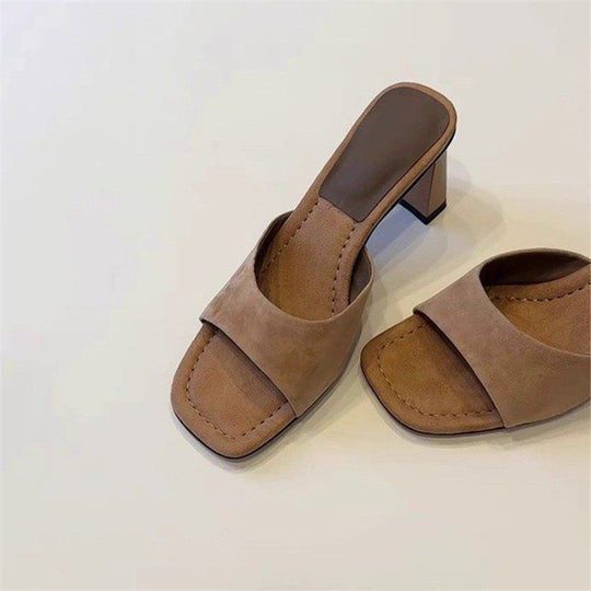 Damen Komfortable High Heel Mules EB