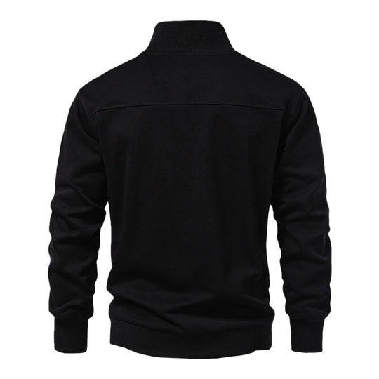 Herren modischer Stehkragenpullover mit halbem Reißverschluss und bequemer Passform EB