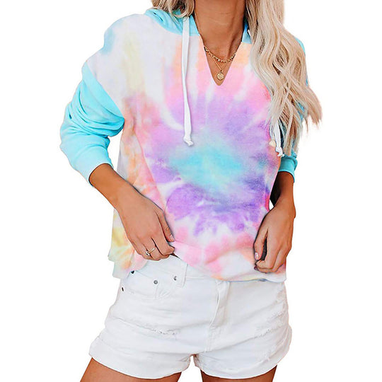 Damen lässiger Kapuzenpullover im modischen Tie-Dye-Design EB