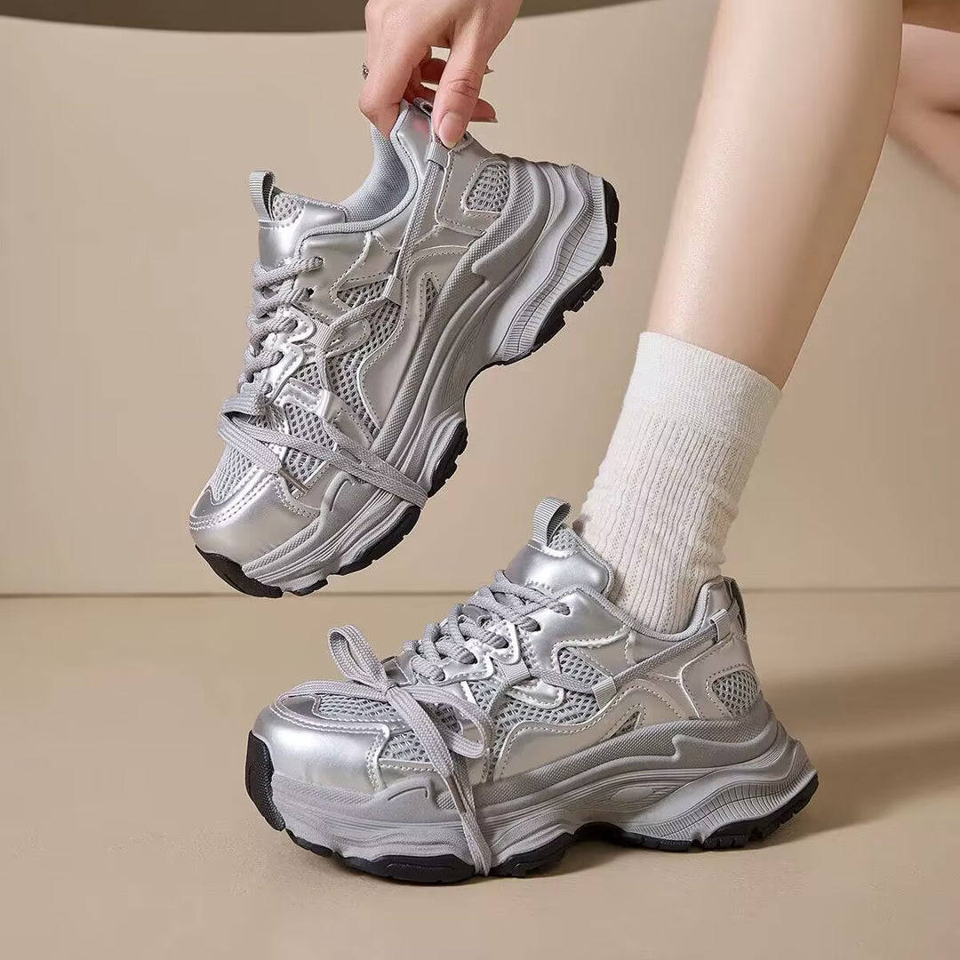 Damen Chunky Sneakers mit atmungsaktiven Mesh-Elementen und dämpfender Sohle EB