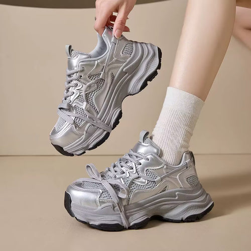 Damen Chunky Sneakers mit atmungsaktiven Mesh-Elementen und dämpfender Sohle EB