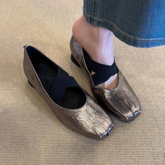 Damen elegante Ballerina-Schuhe mit modernem Riemendesign und komfortablem Absatz EB