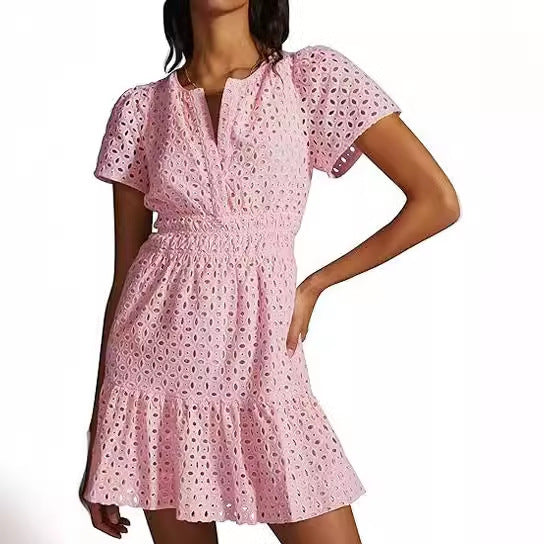 Damen Sommerkleid im romantischen Broderie Anglaise Stil EB