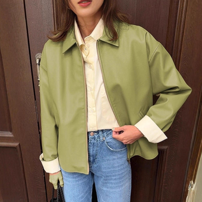 Damen Oversized Übergangsjacke aus leichtem Material mit kontrastierenden Ärmeln EB