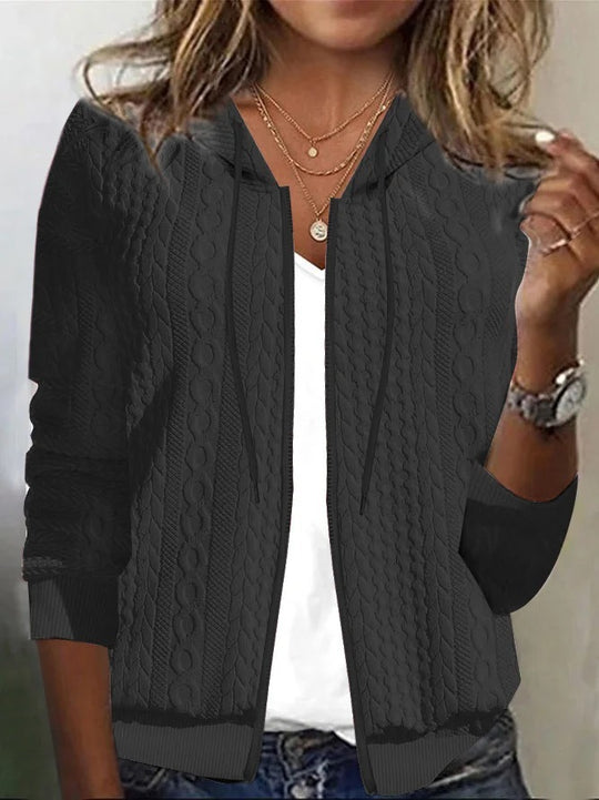 Damen Strickjacke mit Kapuze und schickem Zopfmuster EB