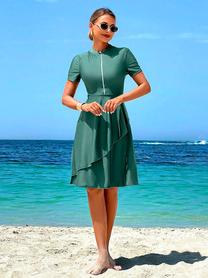Damen Elegantes Strandkleid mit Rüschendesign EB