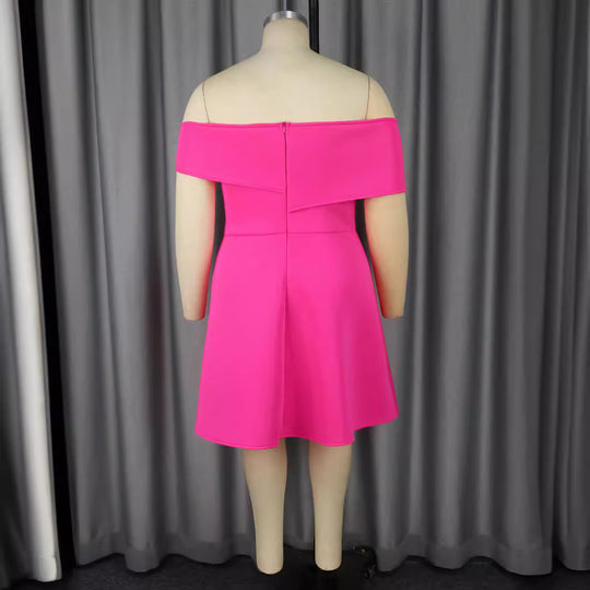 Damen Off-Shoulder Cocktailkleid mit großer Schleifenapplikation EB
