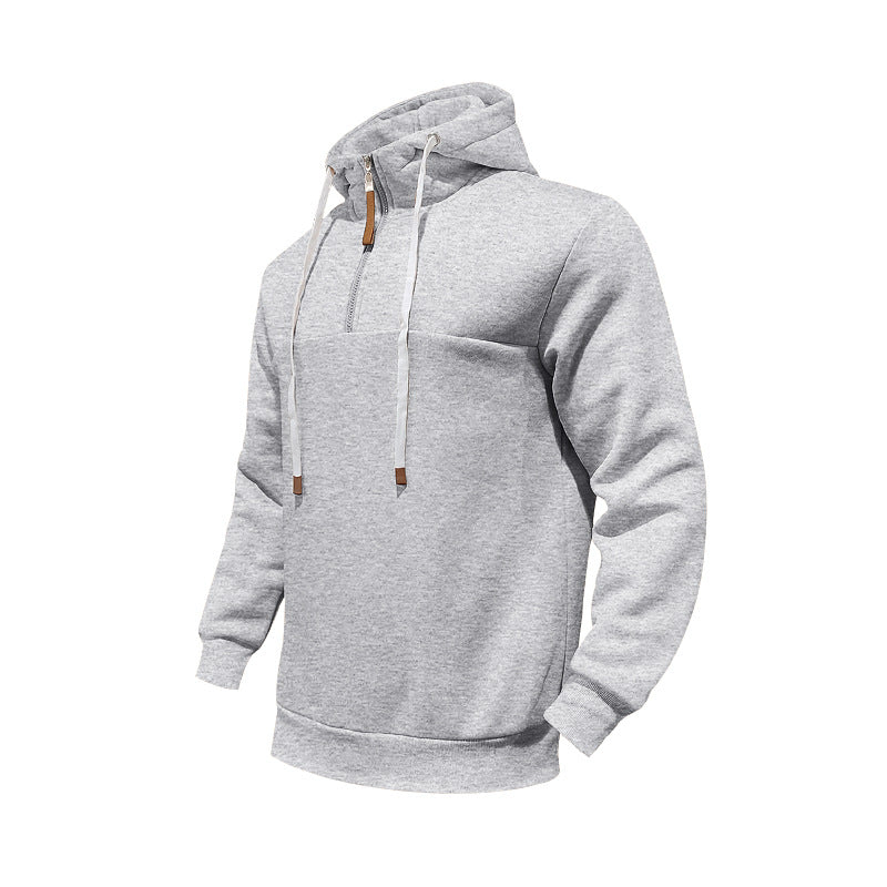 Herren Kapuzensweater mit halbem Reißverschluss und modernem Schnitt EB