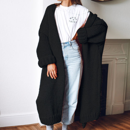 Damen Langärmeliger Grobstrick Cardigan R&B