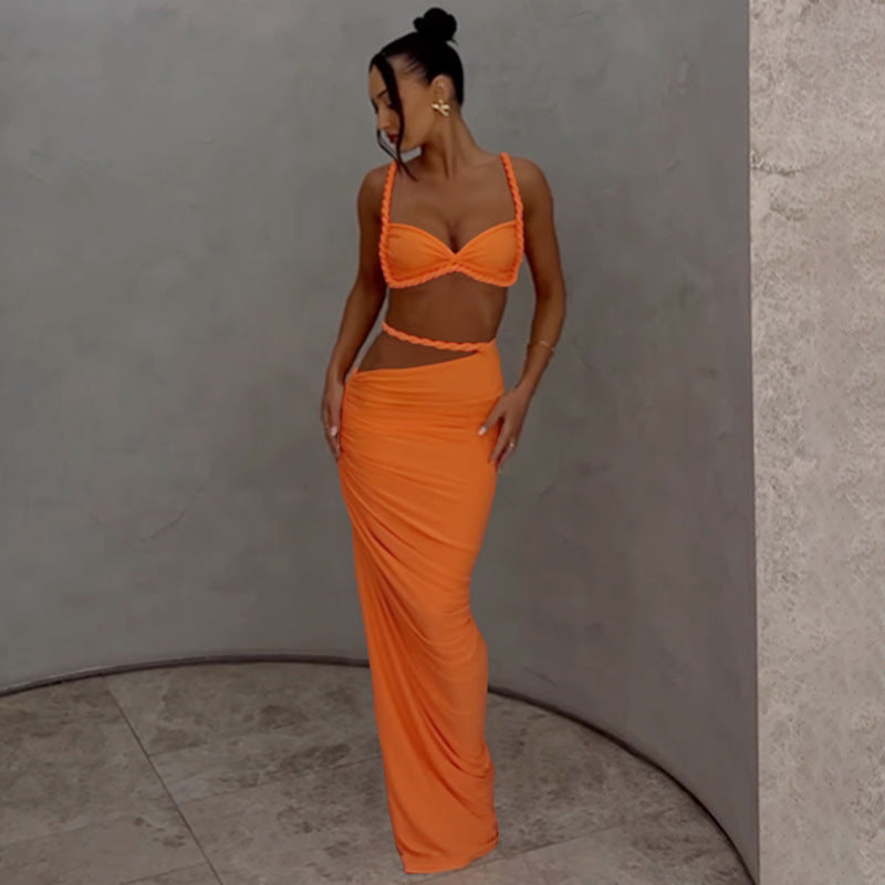 Damen Maxikleid mit raffiniertem Wickeldesign und zarten Spitzenakzenten EB