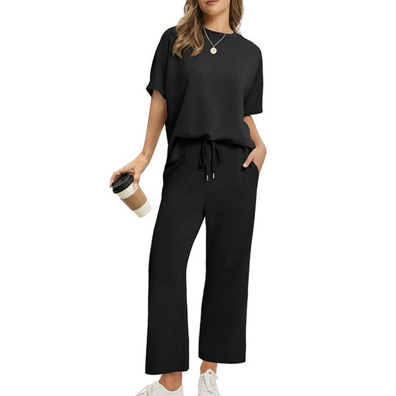 Damen Bequemes Freizeitanzug-Set mit lockerem Schnitt und stilvollen Taschen EB