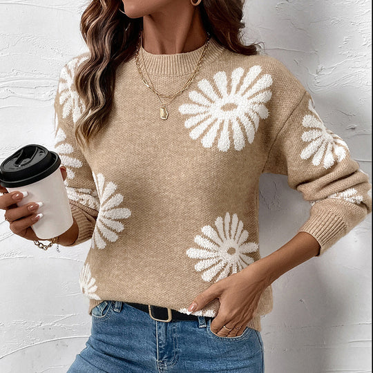 Damen Strickpullover mit floralem Design EB