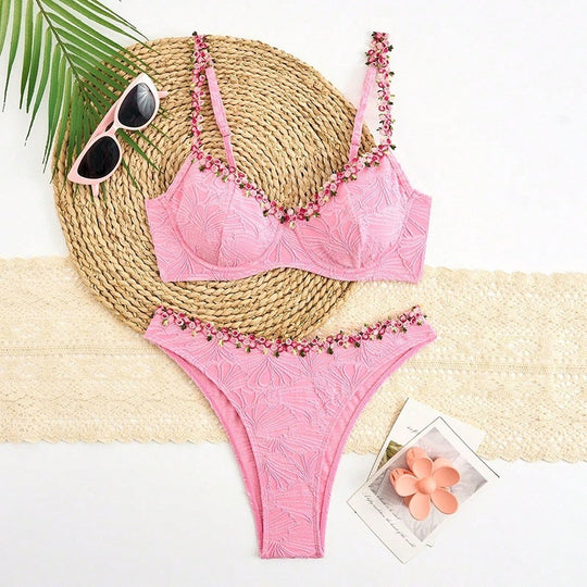 Damen Bikini-Set mit floralen Applikationen EB