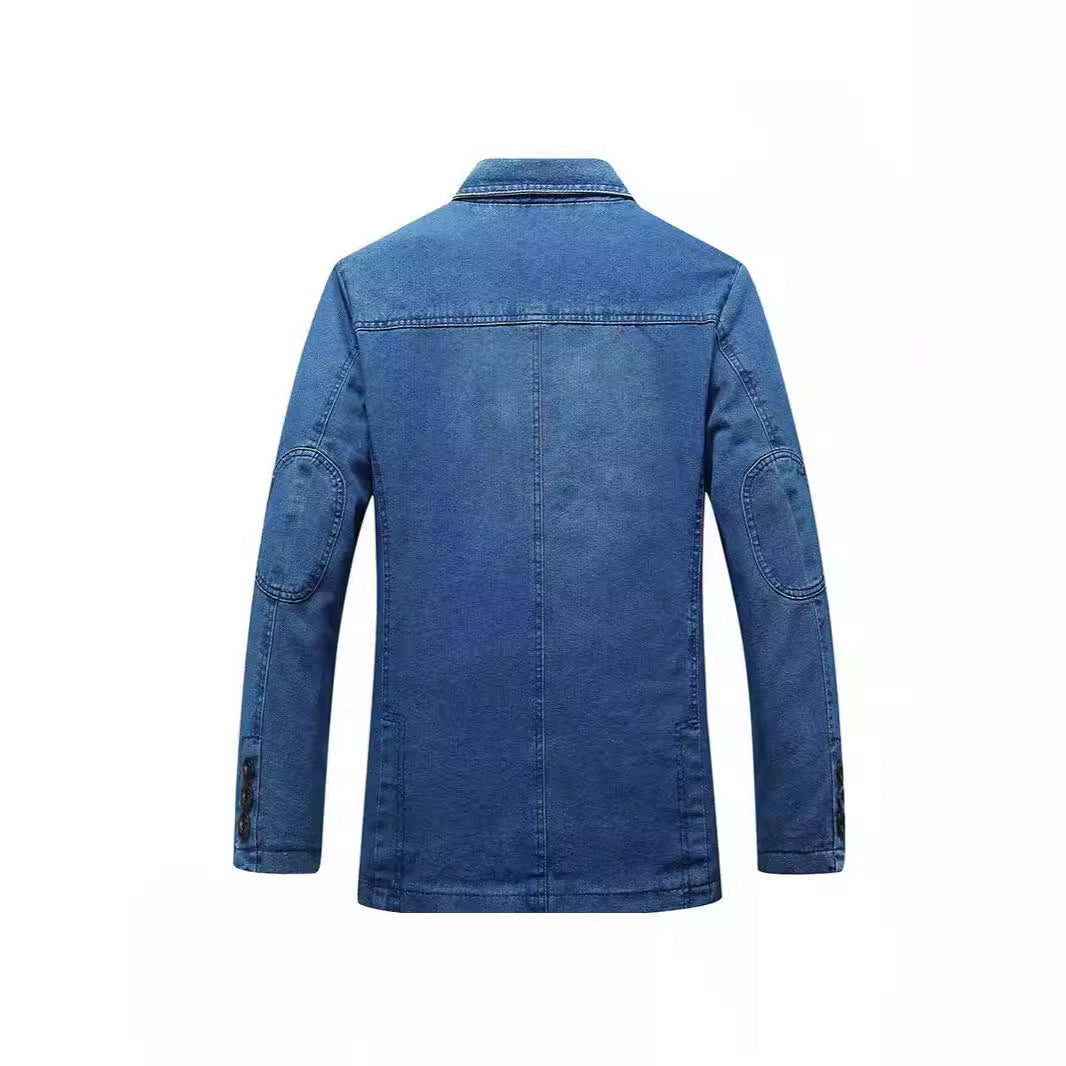 Herren Jeans-Sakko im lockeren Schnitt mit Reverskragen und aufgesetzten Taschen EB