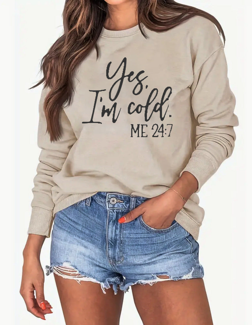 Damen Sweatshirt mit kreativem Druck und lässiger Passform EB