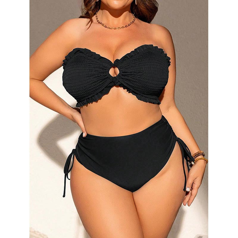 Damen Bandeau-Bikini mit Rüschendetails und verstellbarem Höschen EB