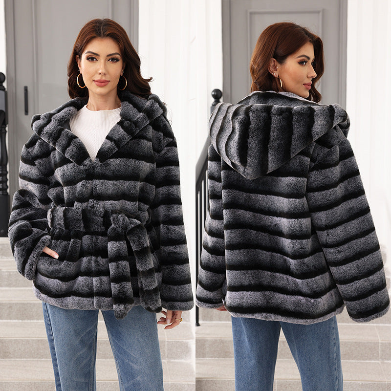 Damen kuschelige Kunstfelljacke EB