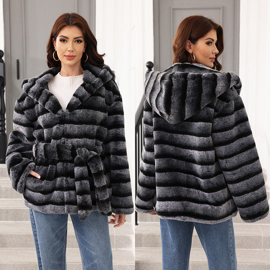 Damen kuschelige Kunstfelljacke EB