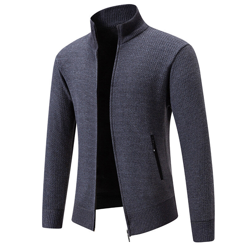 Herren leichte Strickjacke mit modernem Zipper und sportlichem Design EB